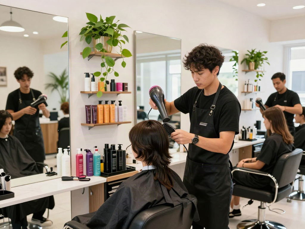 Stylist at https://carbonegroupparrucchieri.it/ providing personalized hair services in a modern salon.